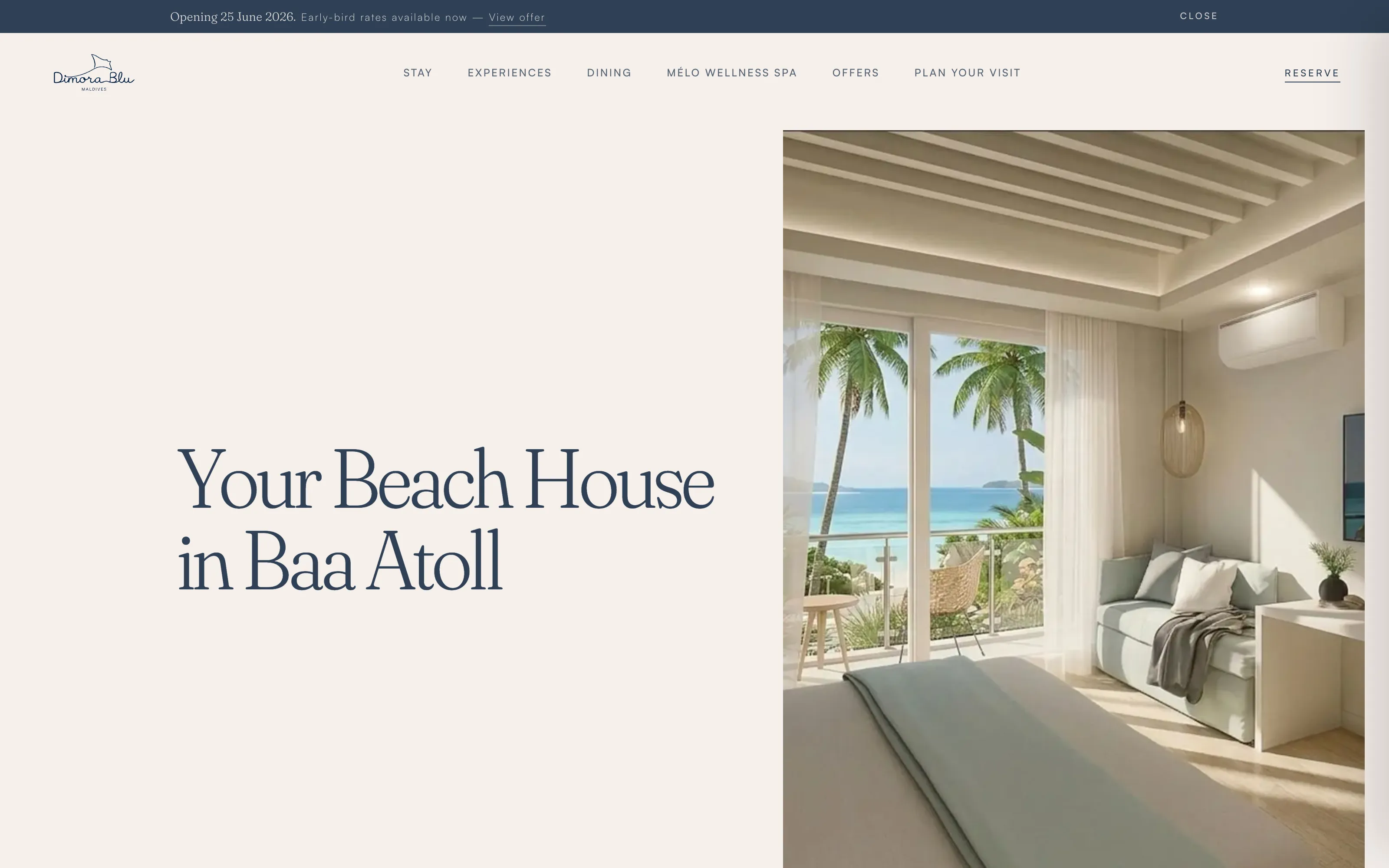 Dimora Blu resort website built by Enable Maldives